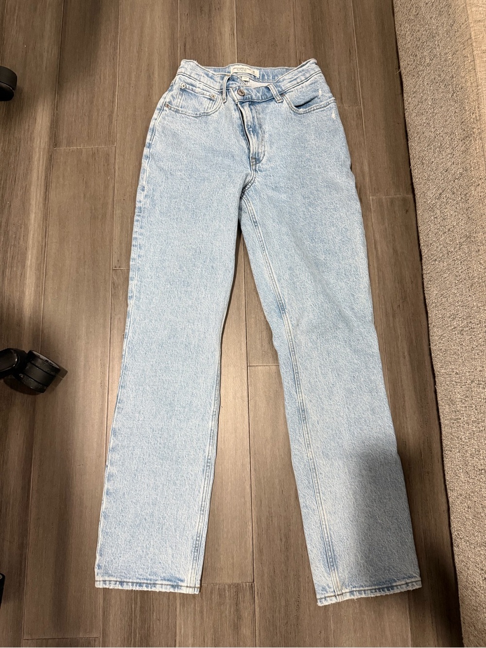 Abercrombie & Fitch Light Blue Curve Love Straight Leg Ultra High Rise Jeans